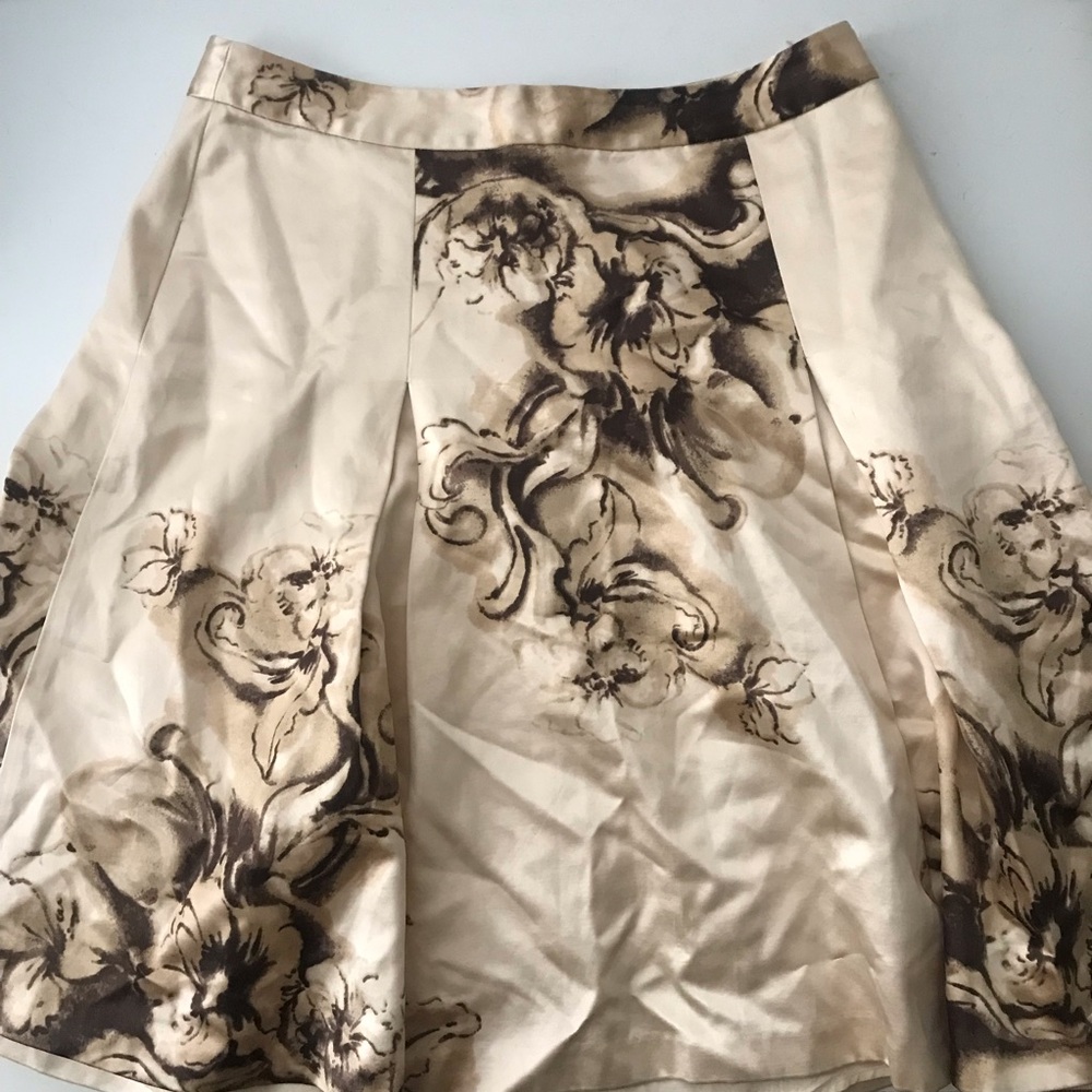 Banana Republic Cream A-Line Skirt with Brown Floral Print
